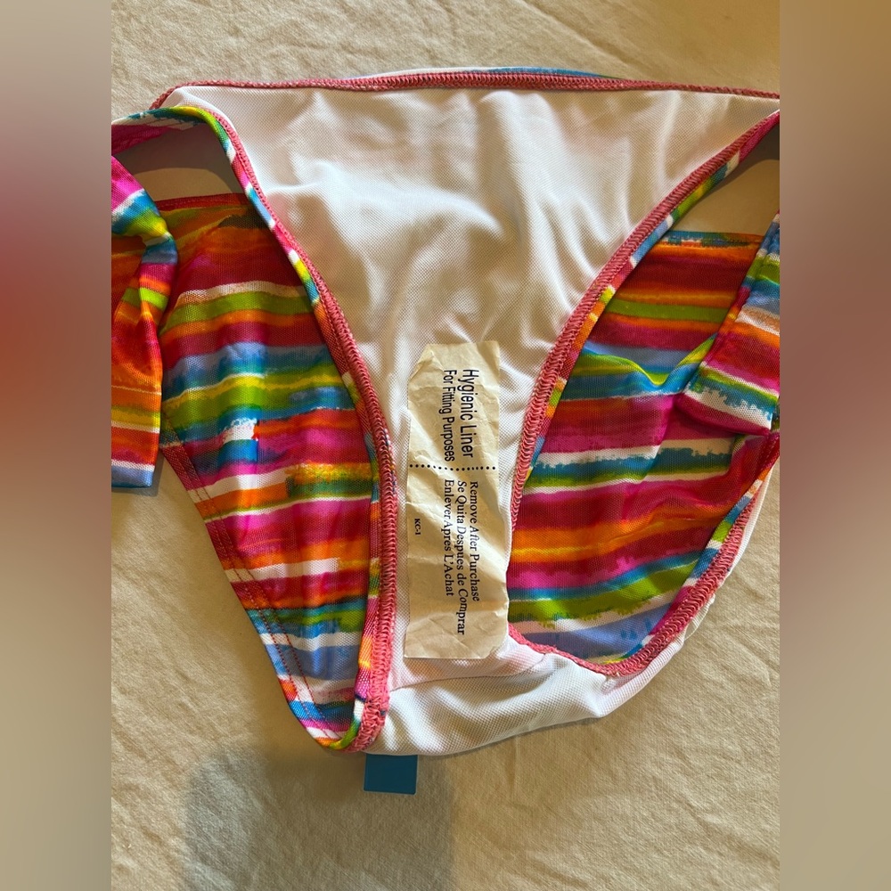 Rainbow Stripe Bikini Set Push Up Underwire Tie Side Bottoms Vacation Beach Swim - Picture 4 of 7